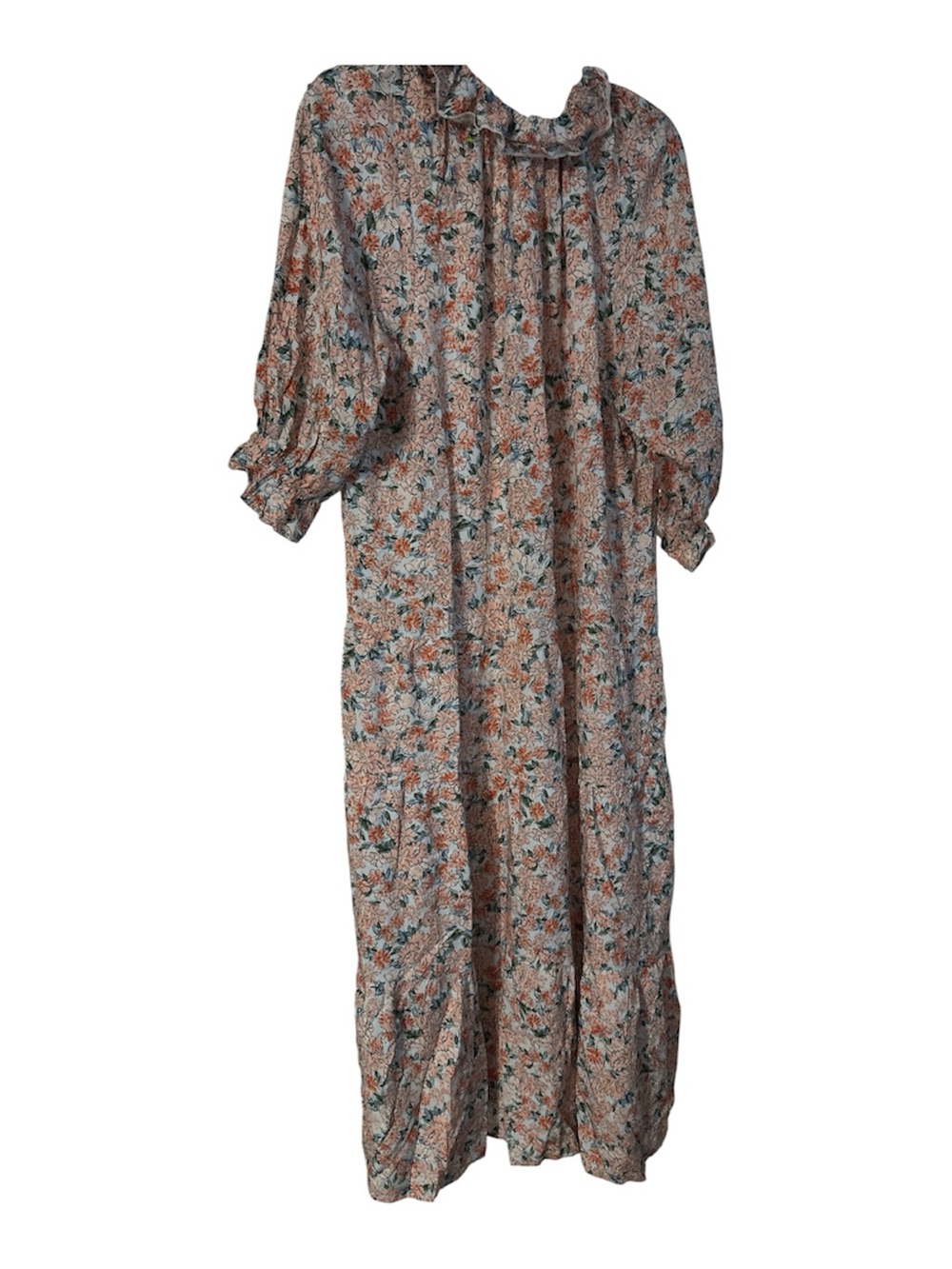 NWT anrabess Bohemian Floral Maxi Dress in Peach med ties in back neck cute